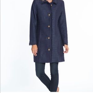 Beautiful tweed navy NWT sail to sable coat. M